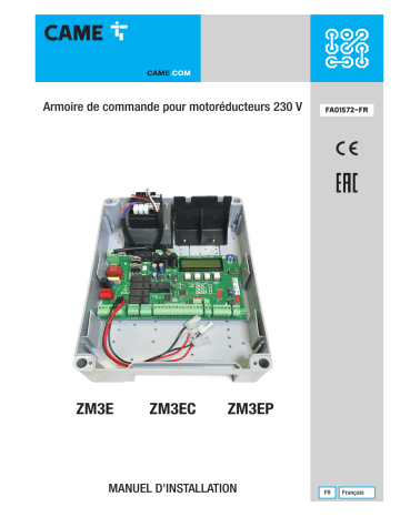 CAME 002ZM3E, 002ZM3EC, 002ZM3EP CONTROL BOARD Installation manuel | Fixfr