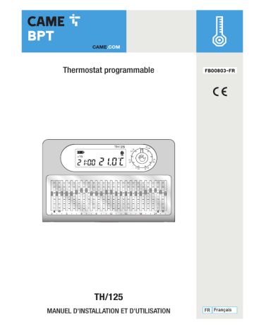 CAME TH/125 HOME CLIMATE CONTROL SYSTEM Installation manuel | Fixfr