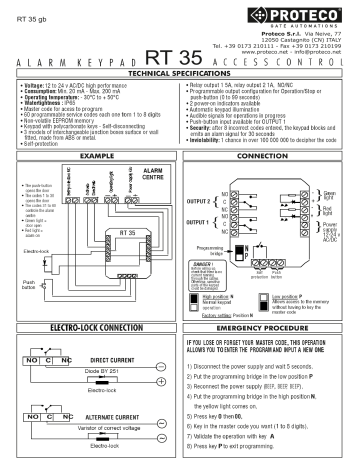 Proteco RT35 Manuel utilisateur | Fixfr