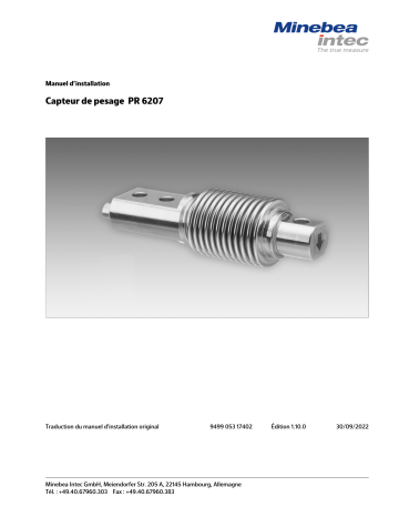 Minebea Intec Beam Type Load Cell PR 6207 Manuel du propriétaire | Fixfr