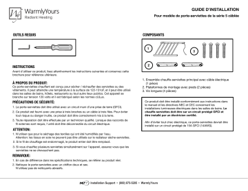 WarmlyYours Towel Warmer Plug-In Series TWS5 Ibiza Installation manuel | Fixfr