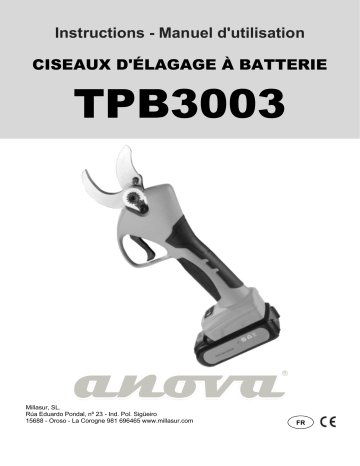 Anova TPB3003 BATTERY PRUNING SCISSORS 1050W 21V 2.0Ah 40MM Manuel du propriétaire | Fixfr