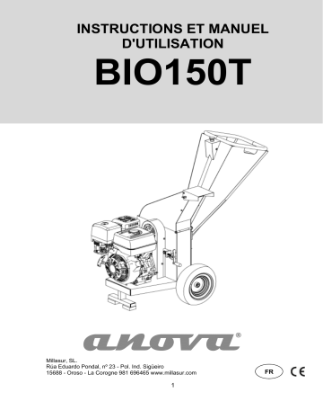 Anova BIO150T BIOTRITITITURATOR 420CC 15HP 3 BLADES FLYWHEEL Manuel du propriétaire | Fixfr