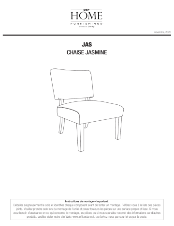AveSix JAS-HL713 Jasmine Accent Chair Mode d'emploi | Fixfr