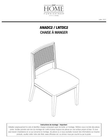 AveSix LNTDC2-L32 Lantana Cane Back Dining Chair 2 Pk Mode d'emploi | Fixfr