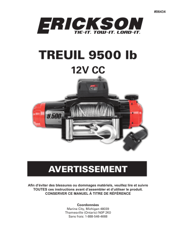 Erickson 9060997 9,500 lb 12V DC Winch Manuel du propriétaire | Fixfr