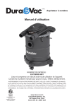 DURAVAC 8686289 5.8 Gallon 2 HP Ash Vacuum Manuel du propri&eacute;taire