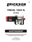 Erickson 9060922 1,500 lb 12V DC Winch Manuel du propri&eacute;taire