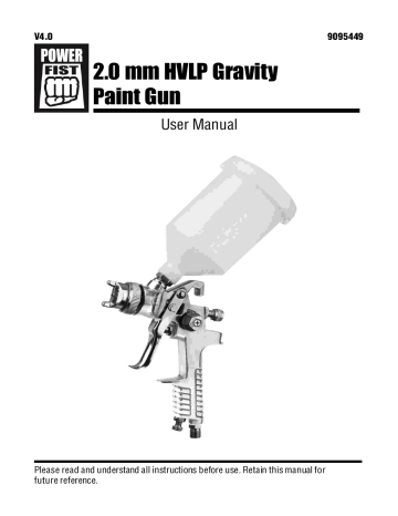 Powerfist 9095449 2.0 mm HVLP Gravity-Feed Paint Spray Gun Manuel du propriétaire | Fixfr