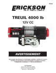 Erickson 9060963 4,000 lb 12V DC Winch Manuel du propri&eacute;taire