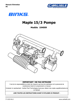 Carlisle BINKS - Maple Pump 15/3 Manuel utilisateur