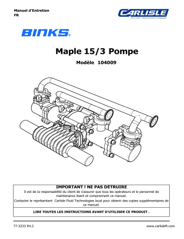 Carlisle BINKS - Maple Pump 15/3 Manuel utilisateur | Fixfr