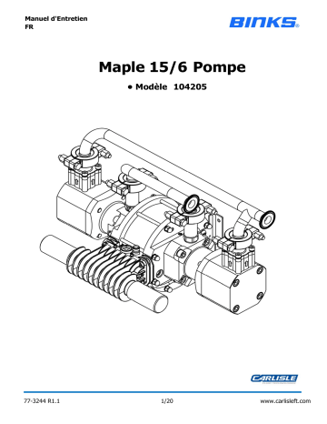 BINKS - Maple Pump 15/6 | Carlisle Maple 15/6 Pump Manuel du propriétaire | Fixfr