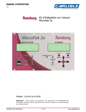 Carlisle Ransburg - MicroPak 2e Customer Integration Kit A14145 A14165 Manuel utilisateur | Fixfr