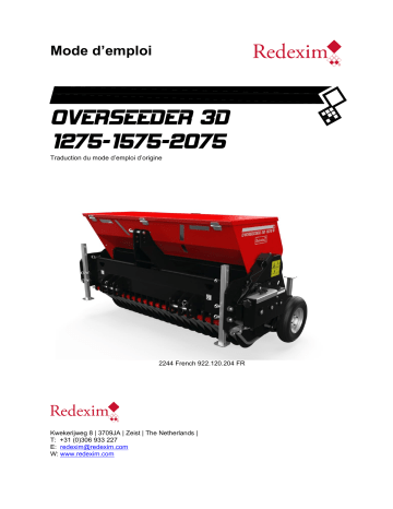 OVERSEEDER 3D 2075 | OVERSEEDER 3D 1275 | Redexim Overseeder 3D 1575 LV Manuel du propriétaire | Fixfr