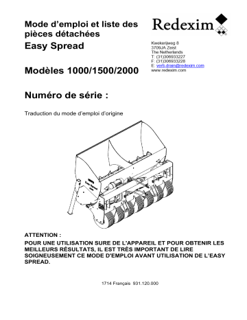 Easy-Spread 2000 | Easy-Spread 1500 | Redexim Easy-Spread 1000 Manuel du propriétaire | Fixfr