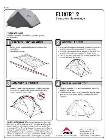 MSR Elixir™ 2 Backpacking Tent Mode d'emploi | Fixfr