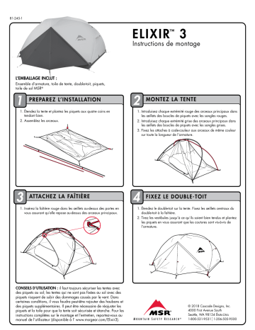 MSR Elixir™ 3 Backpacking Tent Mode d'emploi | Fixfr