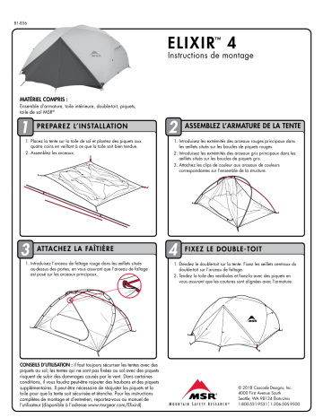 MSR Elixir™ 4 Backpacking Tent Mode d'emploi | Fixfr