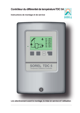 Sorel TDC 5 TDC Solar Controller Manuel du propriétaire