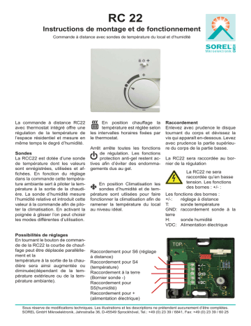 Sorel RC22 Manuel du propriétaire | Fixfr