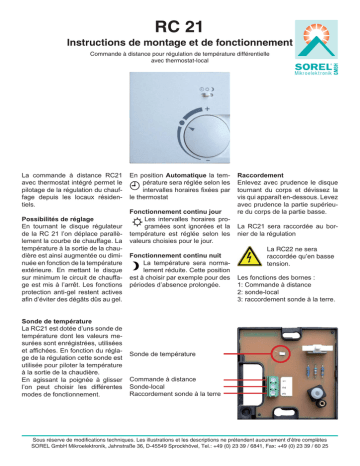 Sorel RC21 Manuel du propriétaire | Fixfr