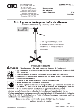 OTC 1728 Air-Assisted 1,000 lb. Capacity High-Lift Transmission Jack Mode d'emploi