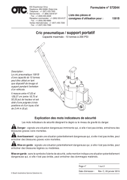 OTC 1591B 10-Ton Combination Air Lift & Stand Mode d'emploi