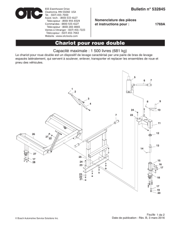 OTC 1769A Truck Dual Wheel Dolly Mode d'emploi | Fixfr