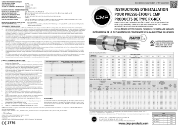 PXSS2KREX RapidEx Barrier Cable Gland | CMP PX Type RapidEx Barrier Cable Glands Guide d'installation | Fixfr