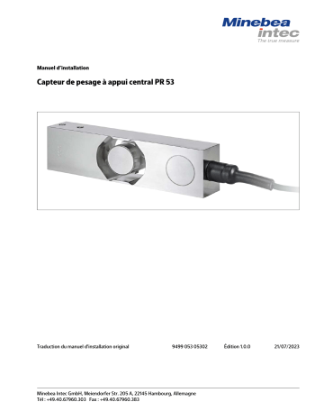 Minebea Intec Stainless Steel Single Point Load Cell PR 53 Manuel du propriétaire | Fixfr