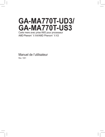 GA-MA770T-UD3 | Gigabyte GA-MA770T-US3 Motherboard Manuel du propriétaire | Fixfr