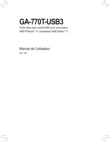 Gigabyte GA-770T-USB3 Motherboard Manuel du propriétaire | Fixfr