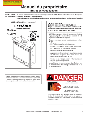 Heat & Glo SlimLine SL-7BV Manuel utilisateur | Fixfr