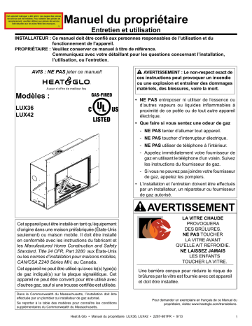 Heat & Glo LUX36/42 Manuel utilisateur | Fixfr