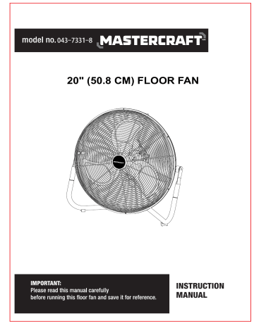 MasterCraft Vertical-Tilt Portable Floor Fan Manuel du propriétaire | Fixfr
