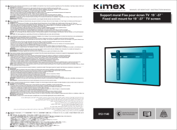 Kimex 012-1140 Fixed wall mount for 19''-37'' TV screens Installation manuel | Fixfr