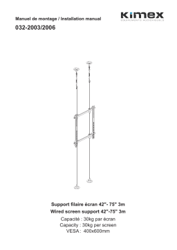 Kimex 032-2003 Floor-to-ceiling cable mount for TV 42"- 75" - 3m Installation manuel