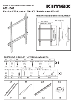 Kimex 032-1069 Vesa mounting range 032, portrait mode, 600x900mm max Installation manuel