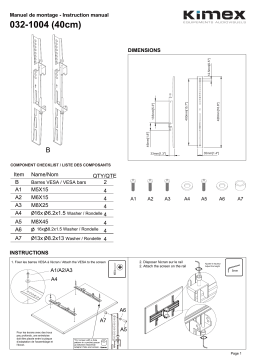 Kimex 032-1004 Set of 2 fixed Vesa bars for TV stand Range 032 400mm Installation manuel