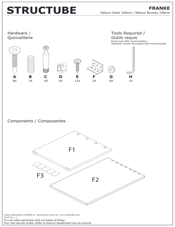 STRUCTUBE FRANKE walnut veneer Desk Return 100cm Manuel utilisateur | Fixfr