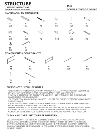 STRUCTUBE JACE double size bed Manuel utilisateur | Fixfr