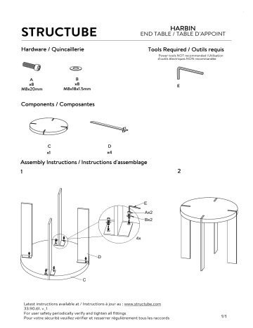 STRUCTUBE HARBIN elm wood end table Manuel utilisateur | Fixfr