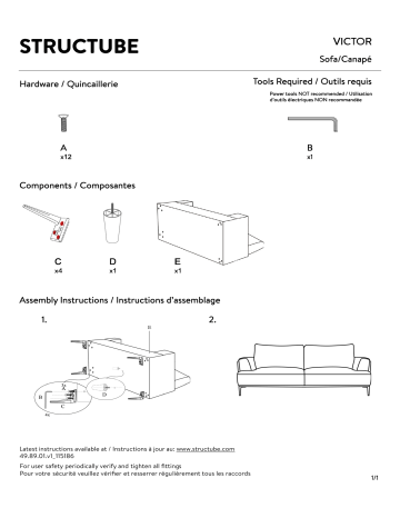 STRUCTUBE VICTOR 3-seater sofa Manuel utilisateur | Fixfr