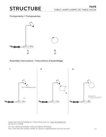 STRUCTUBE FAYE Table lamp Manuel utilisateur | Fixfr