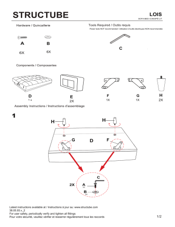 STRUCTUBE LOIS tufted Sofa-bed Manuel utilisateur | Fixfr