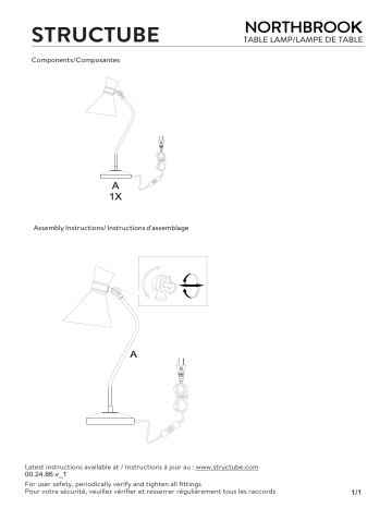 STRUCTUBE NORTHBROOK Table Lamp 69 cm height Manuel utilisateur | Fixfr