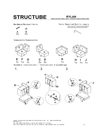 STRUCTUBE RYLAN modular sectional sofa Manuel utilisateur | Fixfr