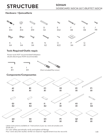 STRUCTUBE SOHAN Sideboard 160 cm Manuel utilisateur | Fixfr
