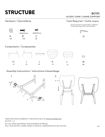 STRUCTUBE BOYD Accent Chair Manuel utilisateur | Fixfr